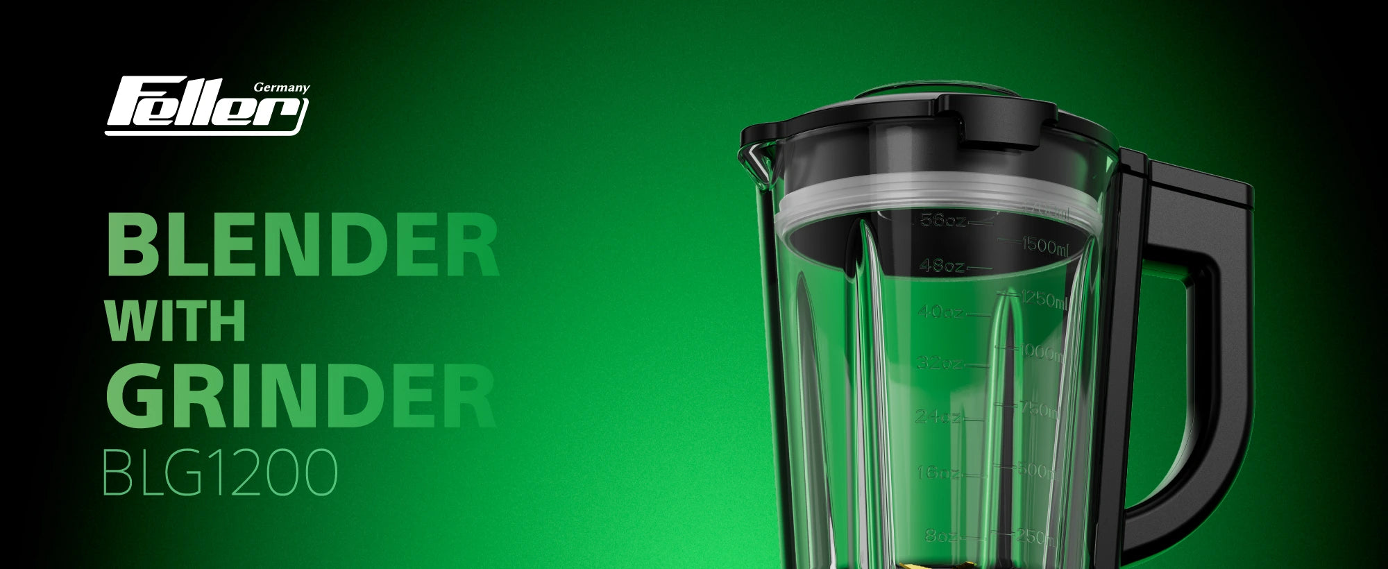 Feller BLG1200 1200W blender with grinder and 1.7L glass jar