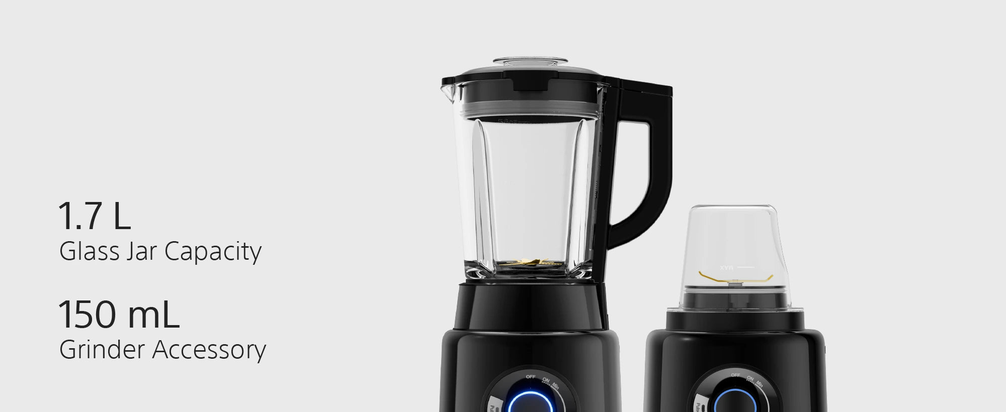 BLG1200 150ml grinder accessory and 1.7L glass jar