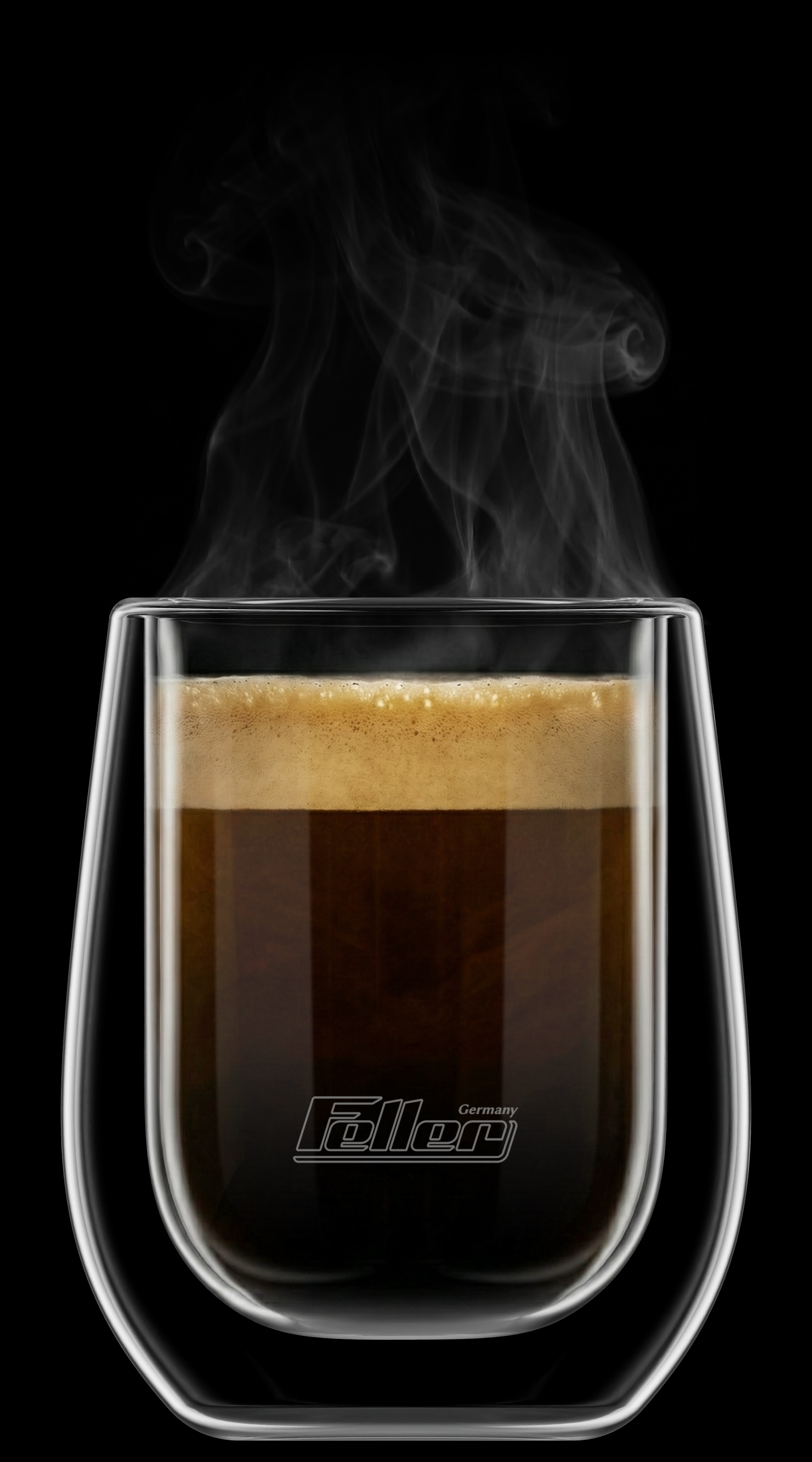 Feller double-wall glass cup 1 with steam