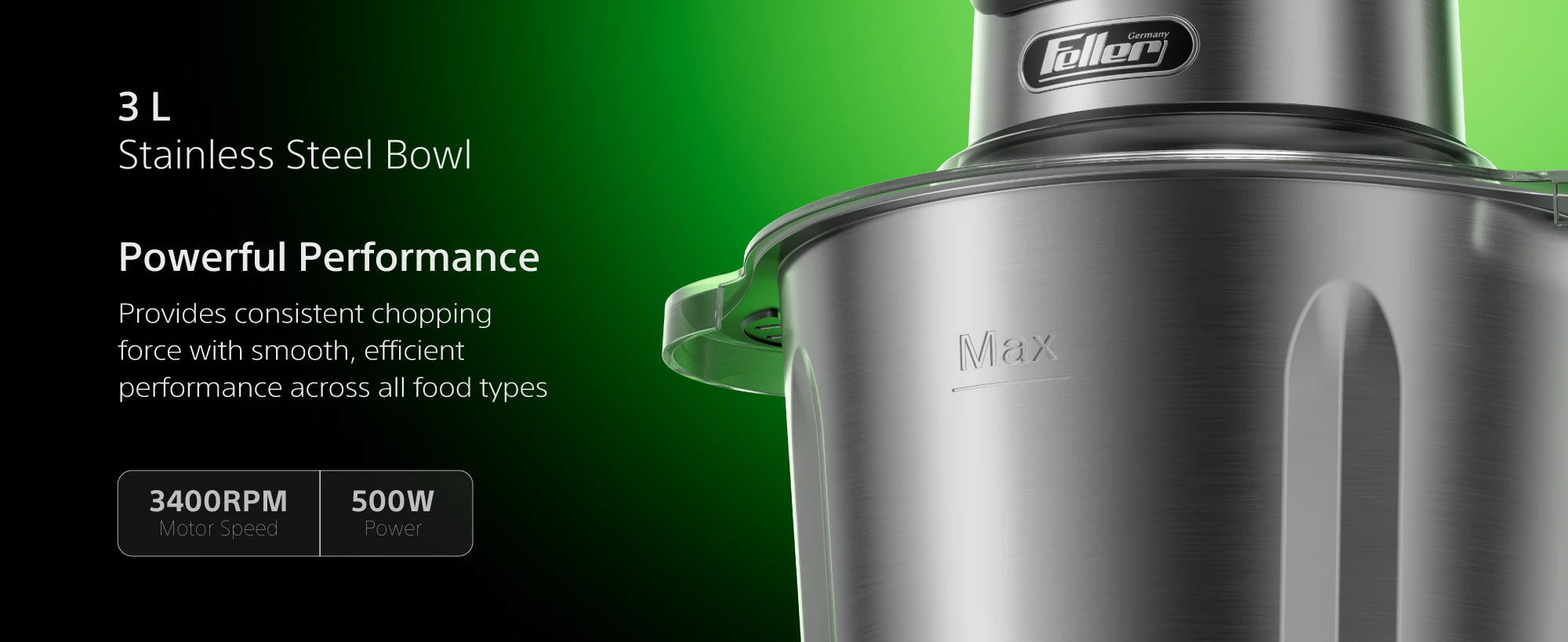 FC500 Plus food chopper bowl and 500W power