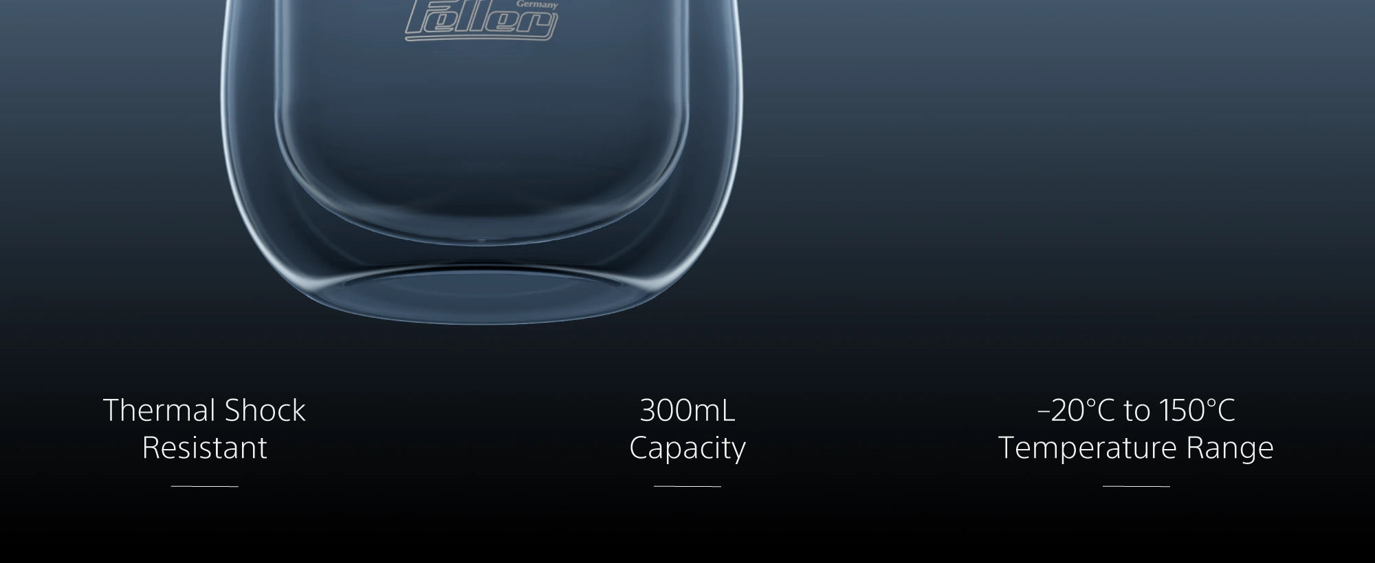 SG300 double-wall glass — thermal shock resistant, −20°C to 150°C