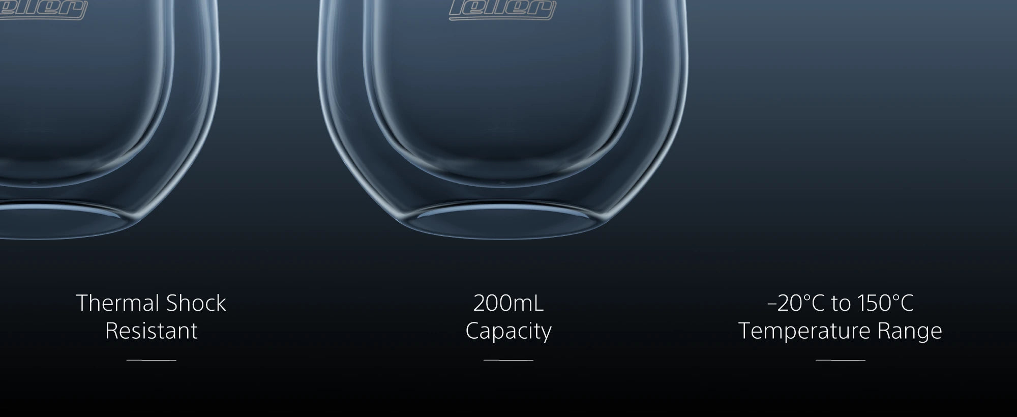 TG200 double-wall glass — thermal shock resistant, −20°C to 150°C