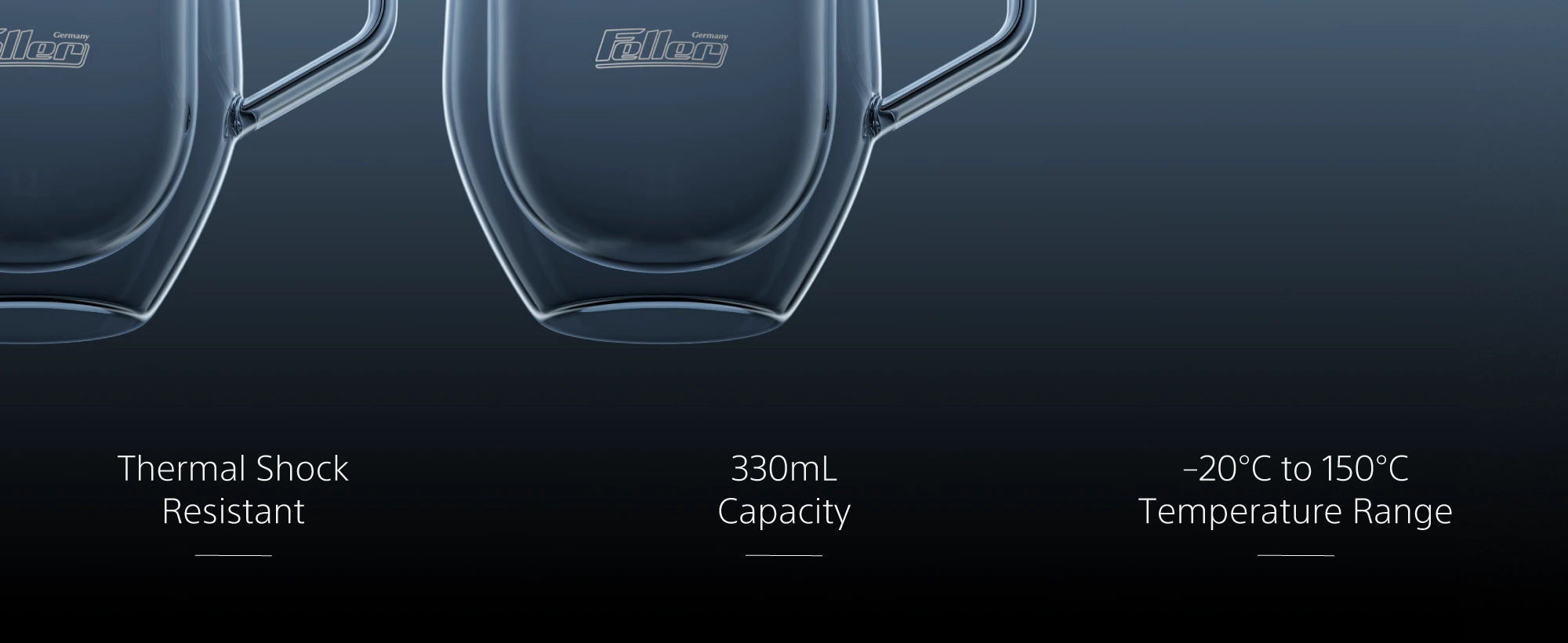 TG330 double-wall glass — thermal shock resistant, −20°C to 150°C