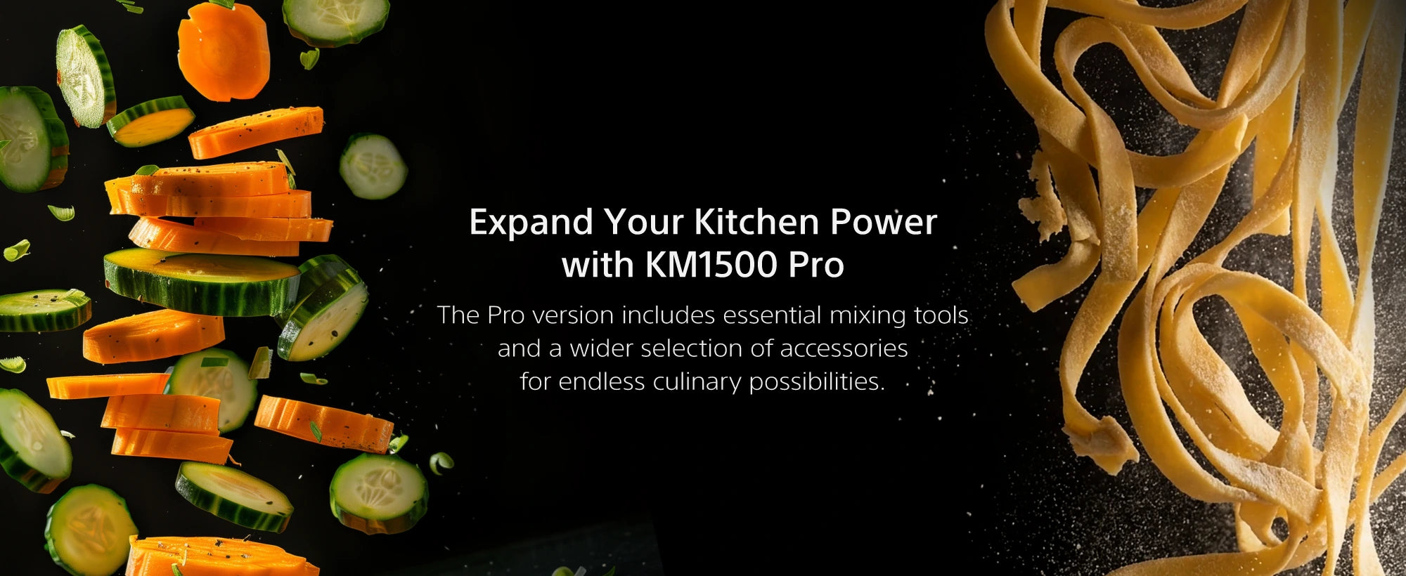 KM1500 Pro accessories: mixing tools, grinder and salad maker