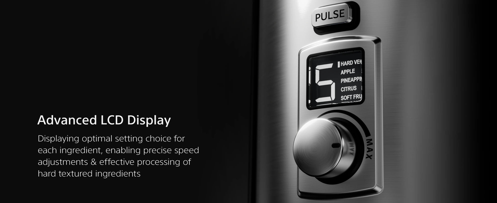 PJ1200 advanced LCD display, variable speed control and pulse button