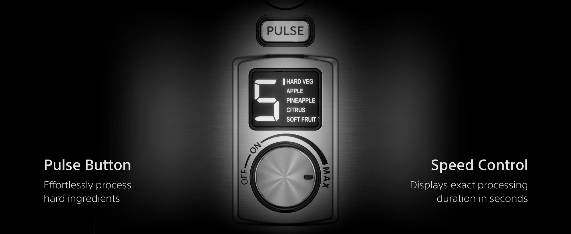 PJ1200 advanced LCD display, variable speed control and pulse button