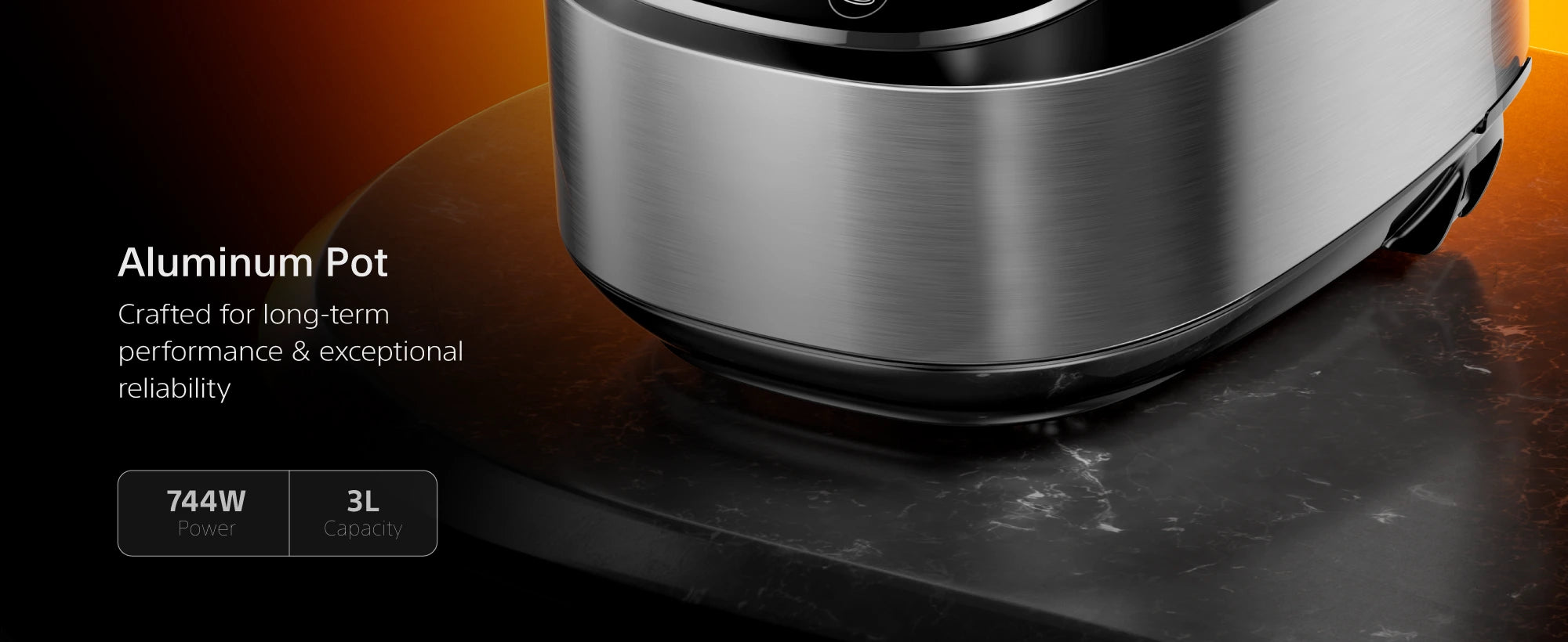RC33 4-layered aluminum pot — 744W power, 3L capacity
