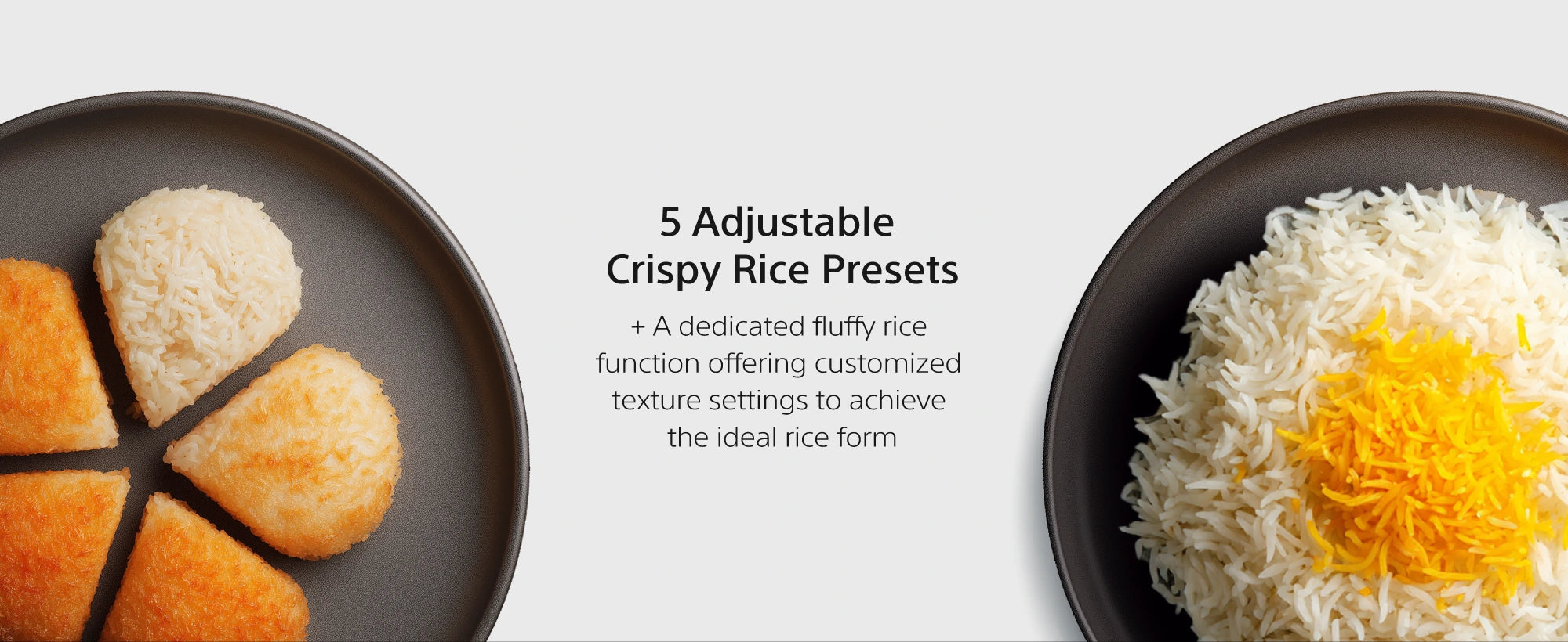 RC33 5 adjustable crispy rice presets and a dedicated fluffy rice function