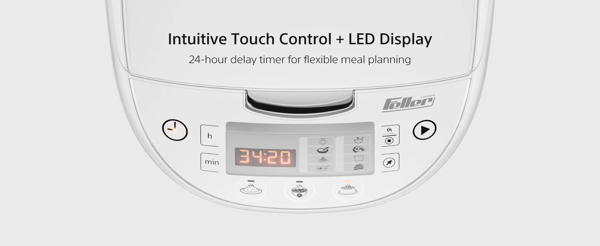 RC33 11 versatile cooking functions; intuitive touch control and LED display with a 24-hour delay timer