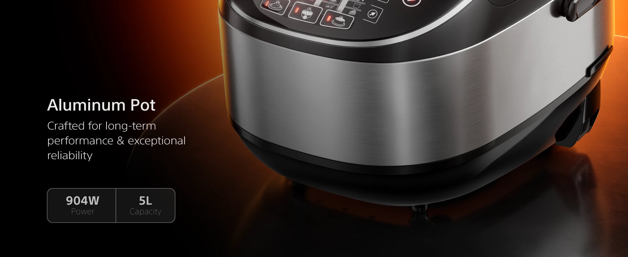 RC99 4-layered aluminum pot — 904W power, 5L capacity