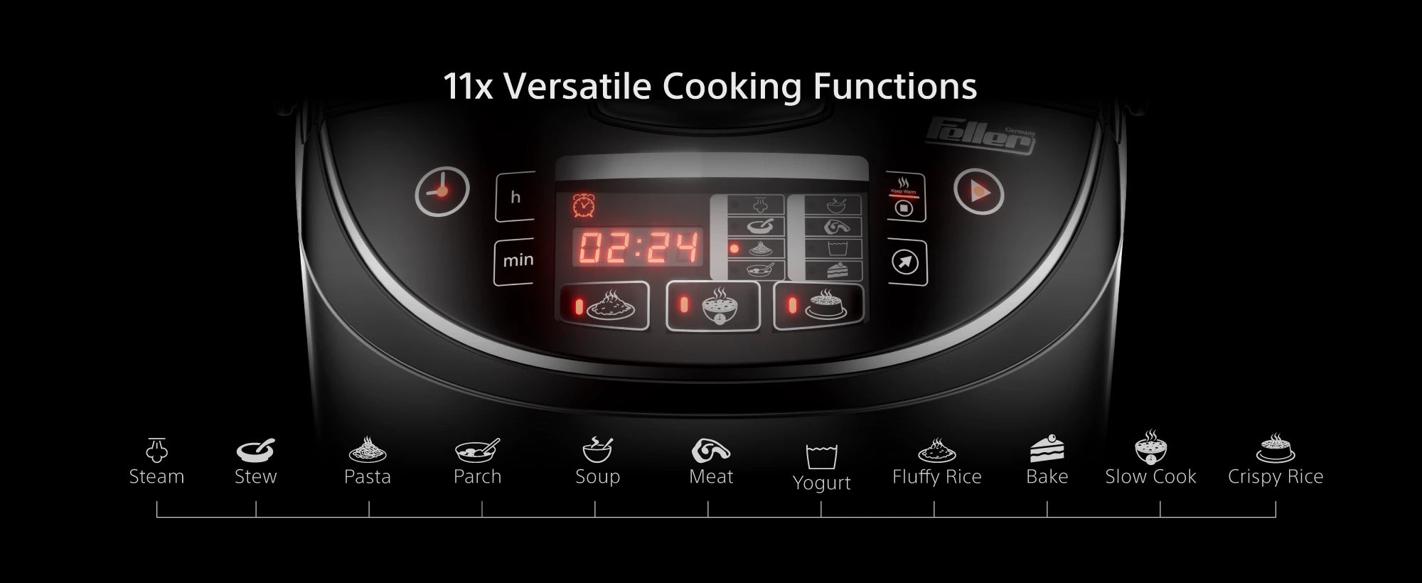 RC99 11 versatile cooking functions; intuitive touch control and LED display with a 24-hour delay timer