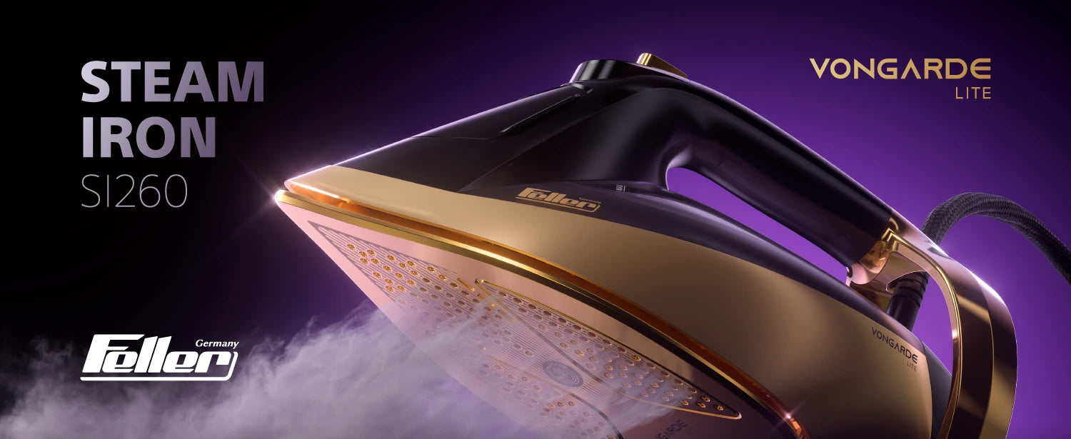 Feller SI260 Vongarde Lite steam iron with double-layer PrimeGold Ceramic soleplate