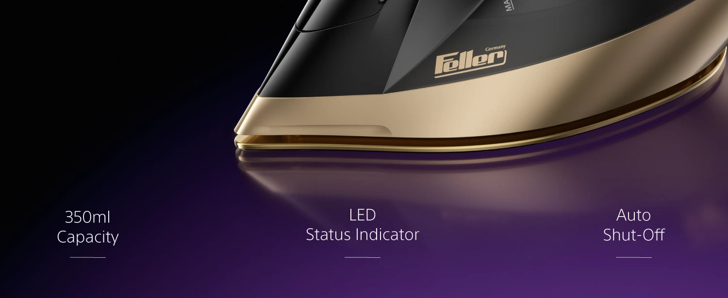 SI260 double-layer PrimeGold Ceramic soleplate, 350mL capacity, LED status indicator and red/green LED