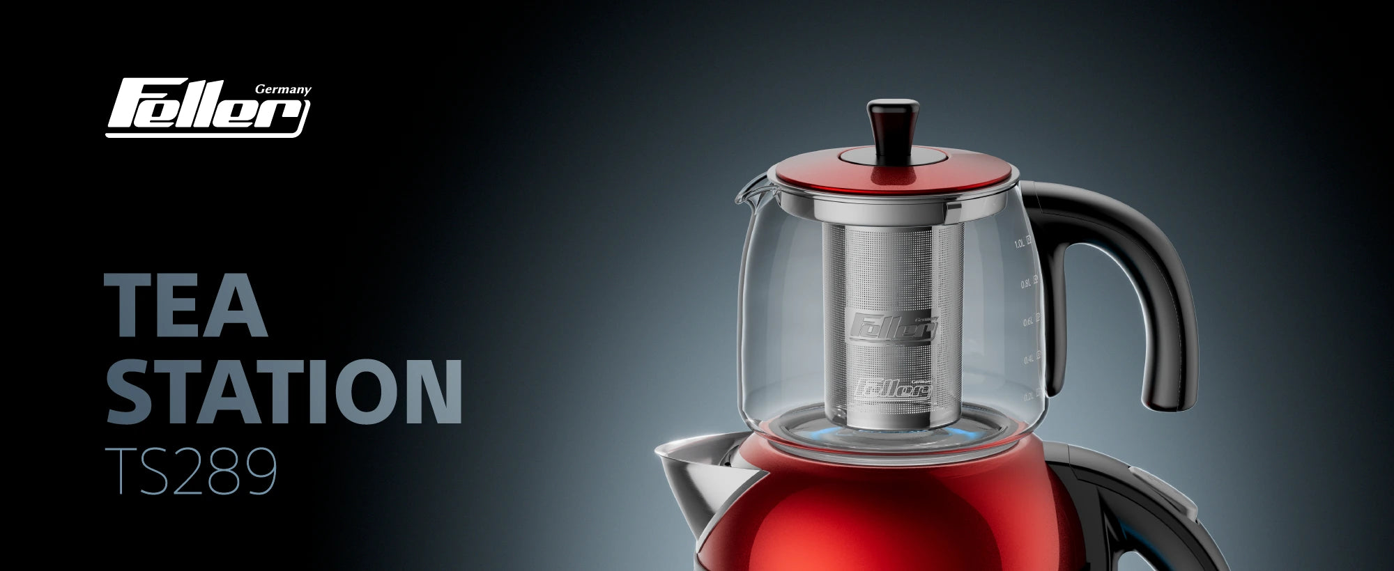 Feller TS289 2-in-1 SCHOTT-glass tea station and electric kettle