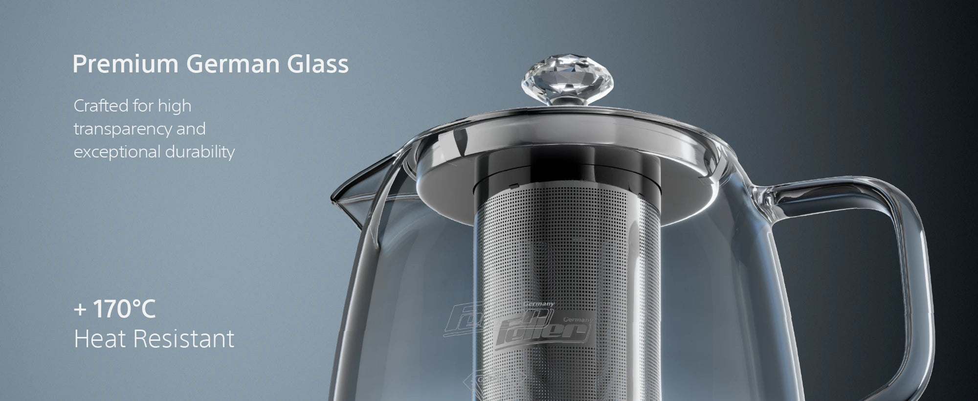 TS290 premium glass teapot, 170°C heat resistant