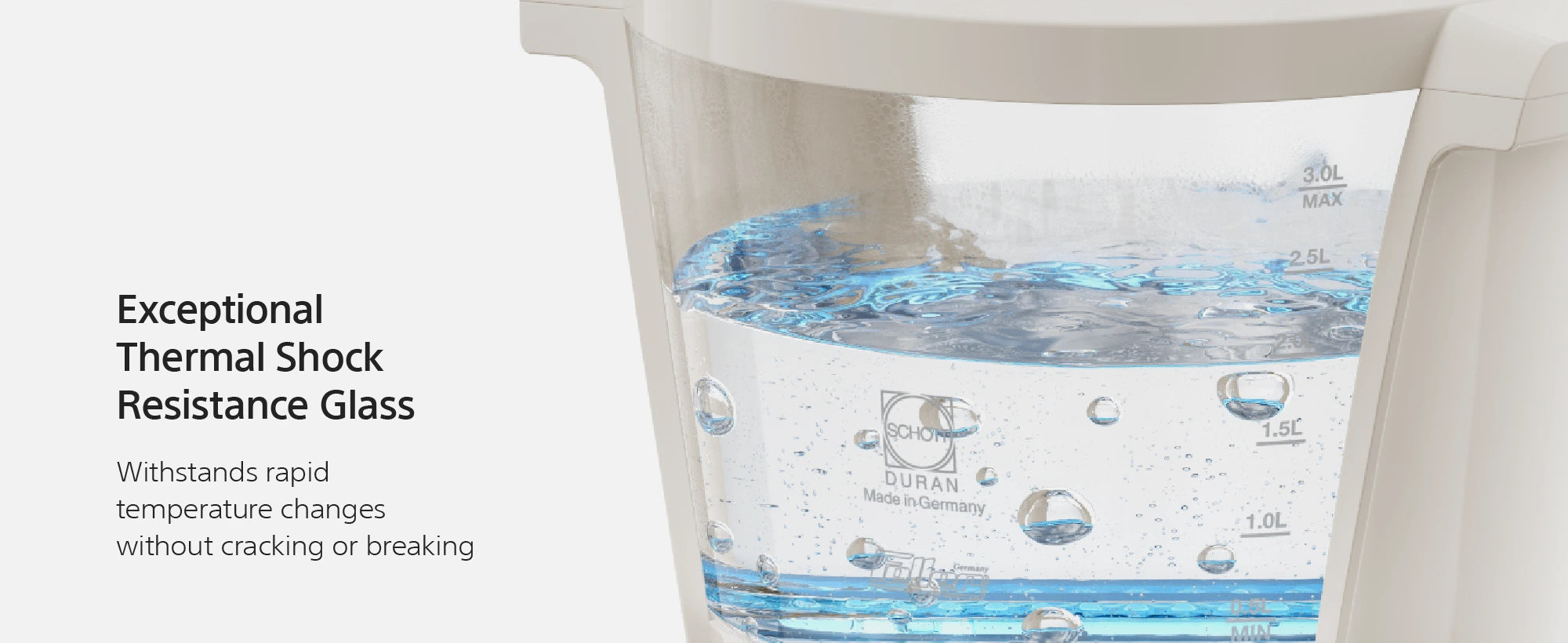 TS390 SCHOTT DURAN borosilicate 3.3 glass made in Germany, thermal-shock resistant, with a stainless-steel valve