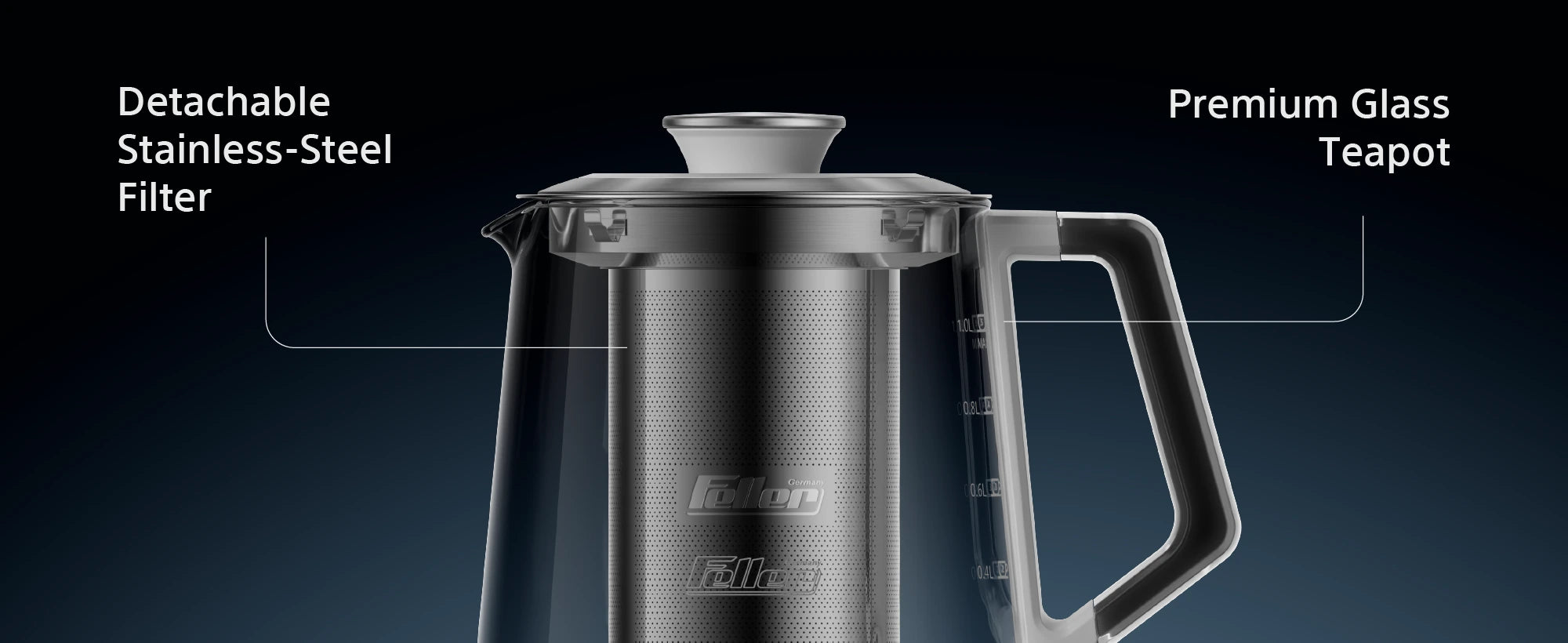 TSS550 digital touch controls, Strix kettle control, double-wall kettle and premium glass teapot