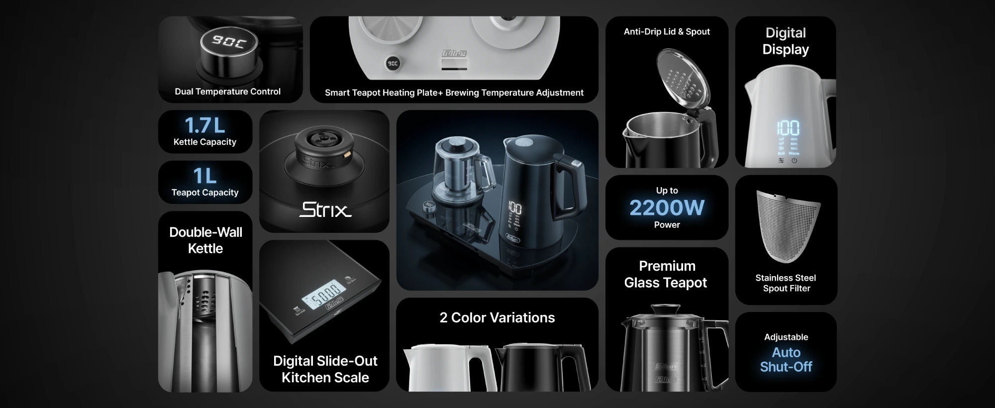 TSS550 features overview: dual temperature control, double-wall kettle and slide-out digital scale