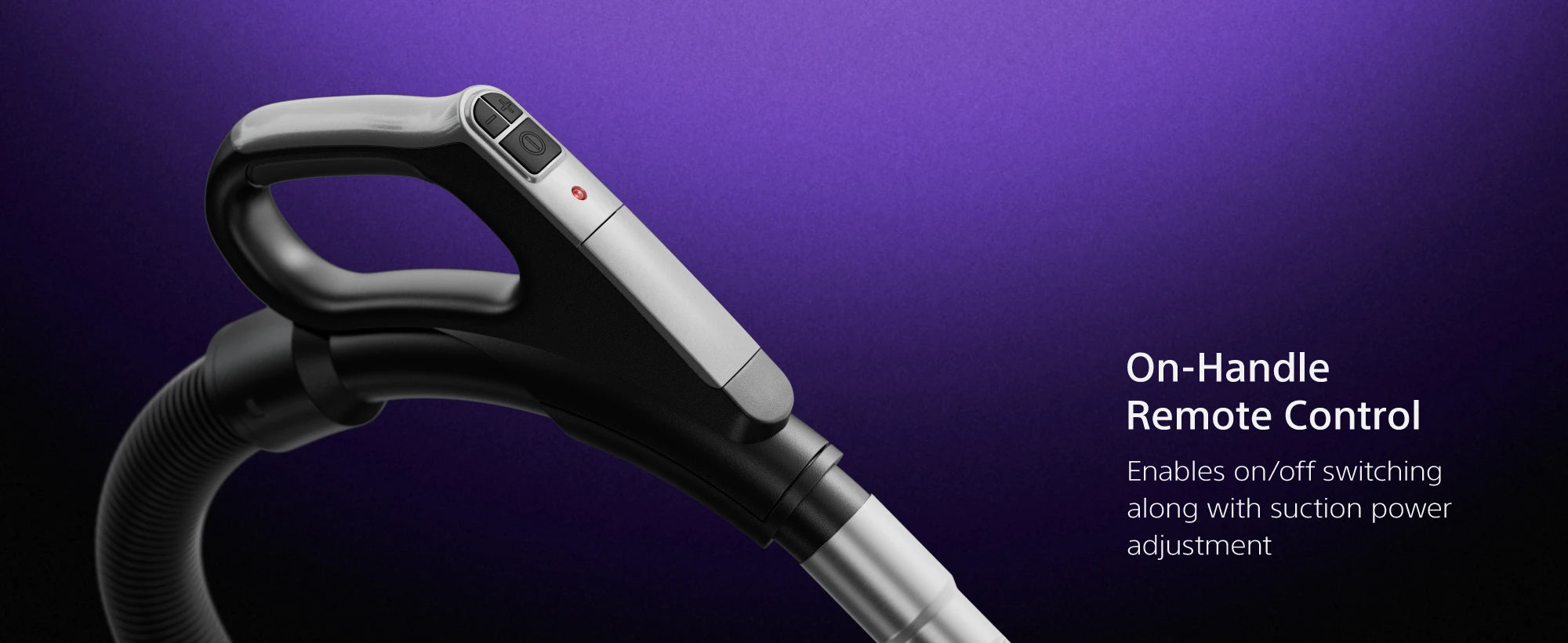 VC240 on-handle remote control, 5-stage HEPA filtration capturing 99.97% of fine particles, and blower function